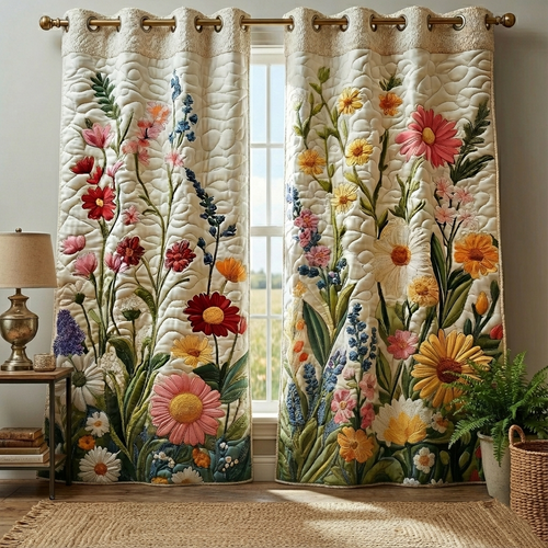 Spring Bloom Quilted Curtains GFTOQA1064