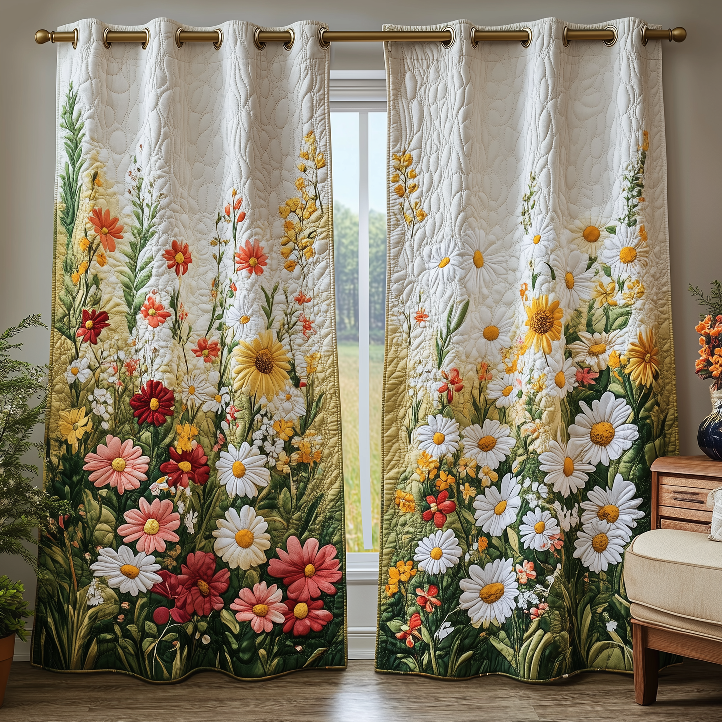 Wildflower Field Quilted Curtains GFTOQA1066