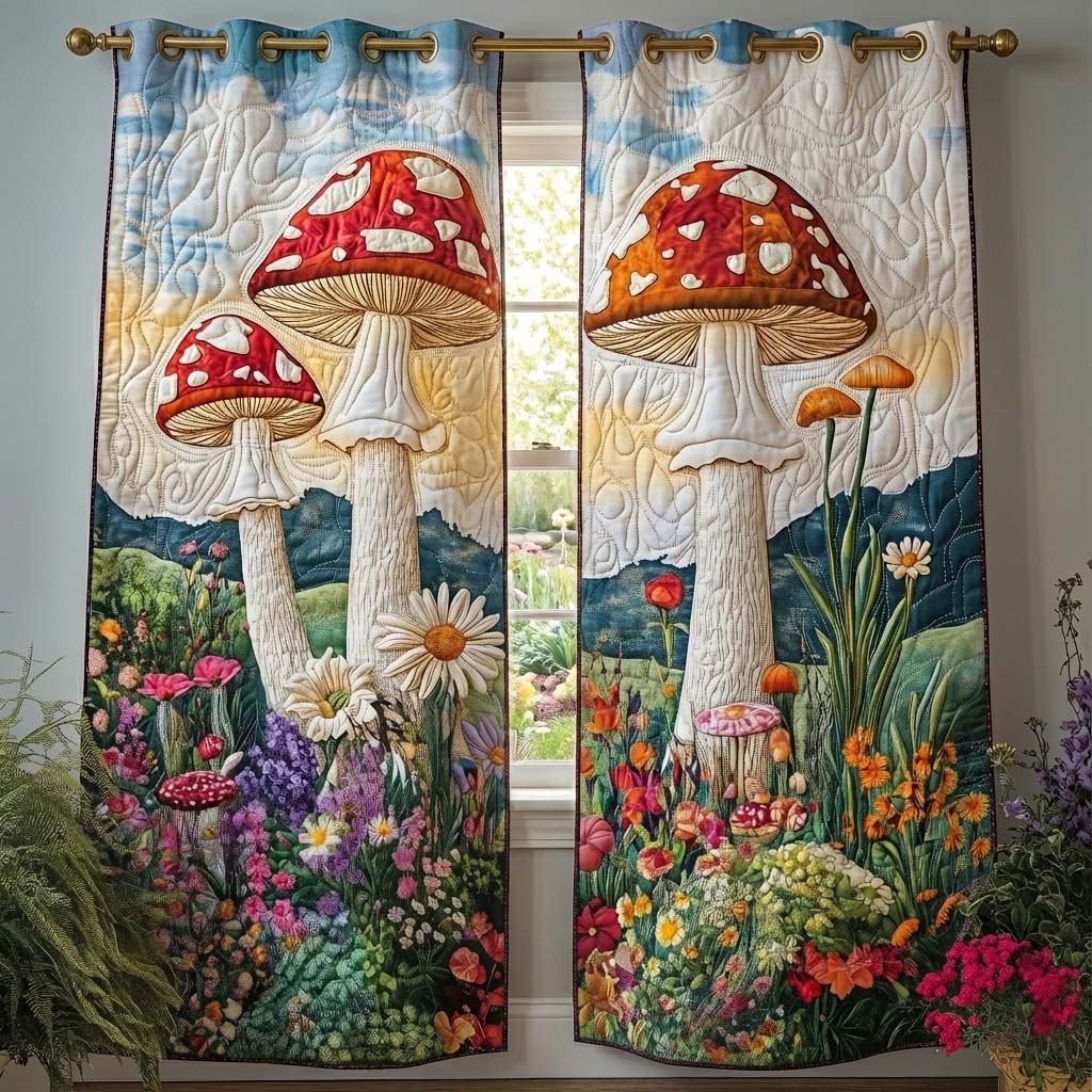Meadow Serenity Quilted Curtains GFTOQA1081