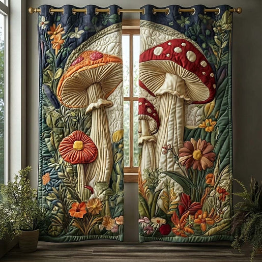 Mushroom Serenity Quilted Curtains GFTOQA1085