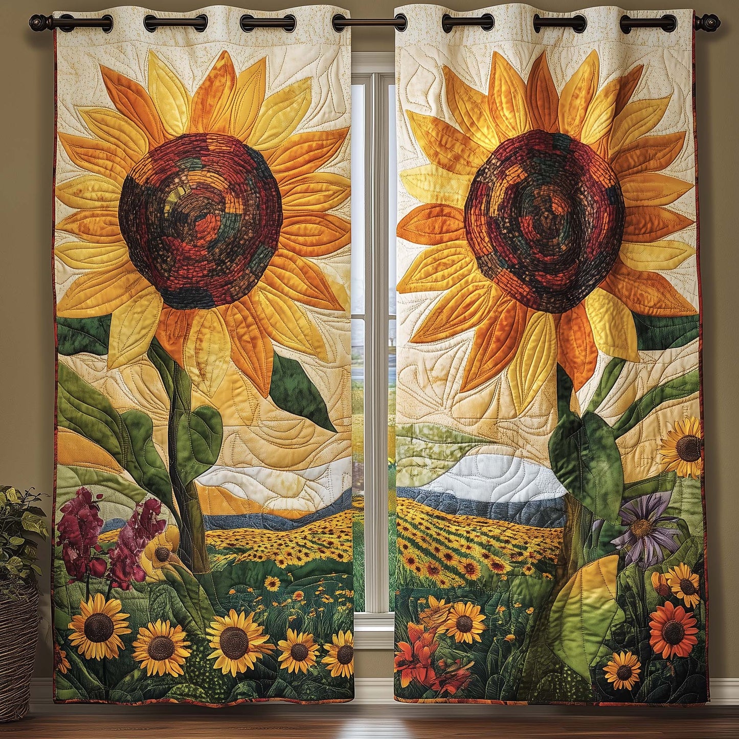 Sunburst Field Quilted Curtains GFTOQA1088
