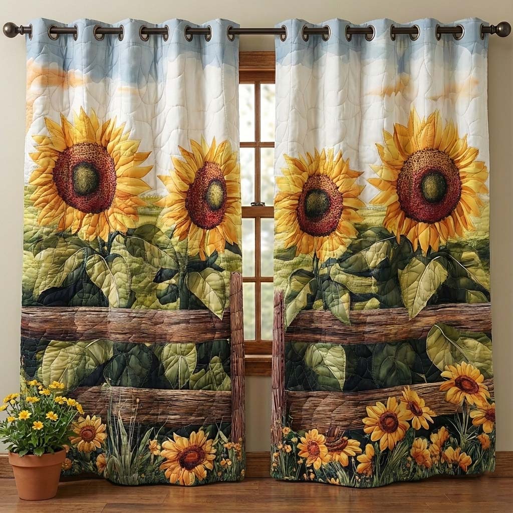 Country Sunflowers Quilted Curtains GFTOQA1091