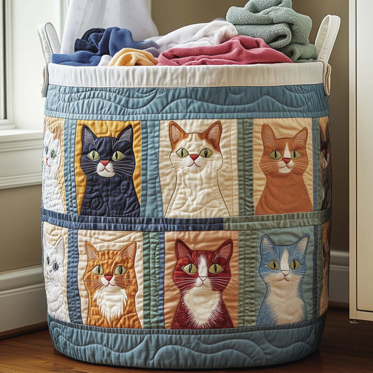 Cat Patch Quilted Laundry Basket GFTOQA1103