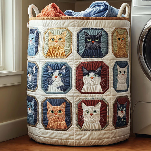 Cat Patch Quilted Laundry Basket GFTOQA1104