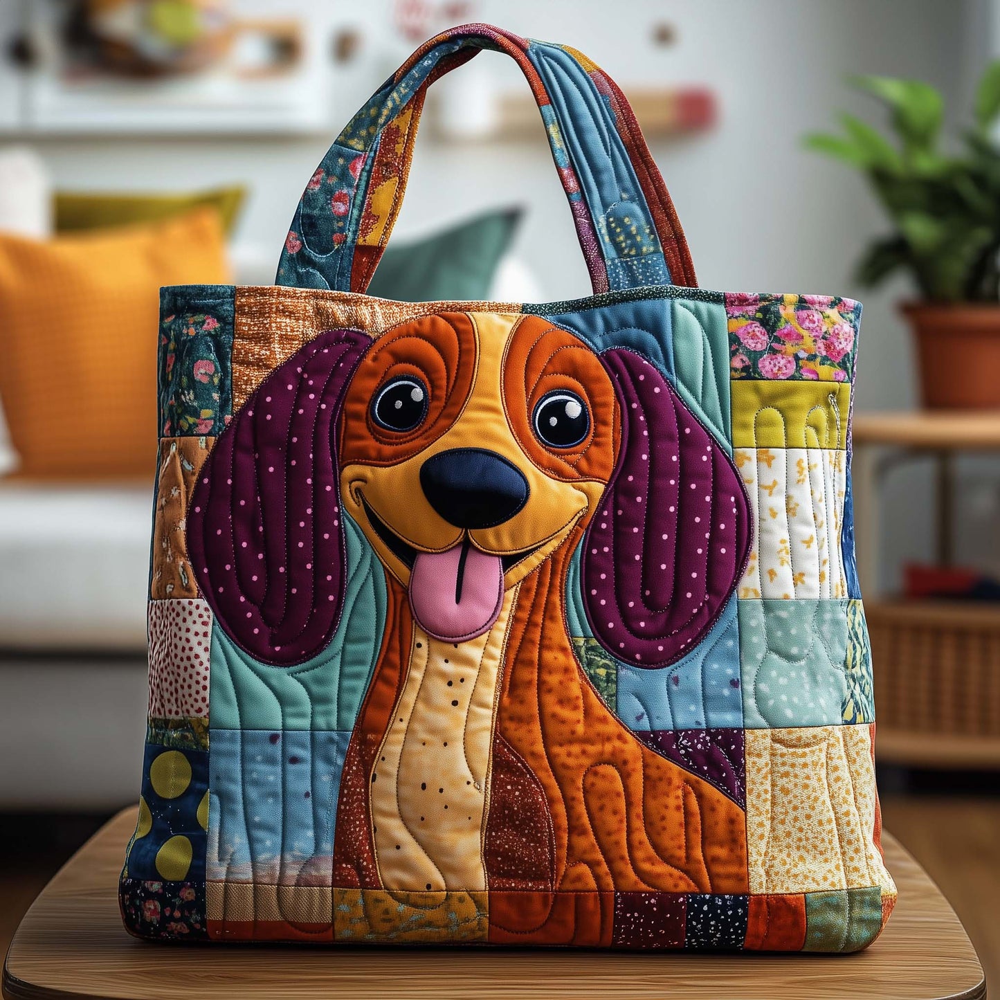 Playful Dachshund Quilted Tote Bag GFTOQA1174