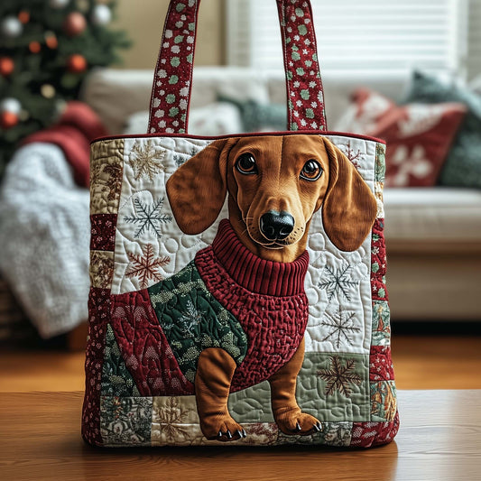 Winter Dachshund Quilted Tote Bag GFTOQA1178