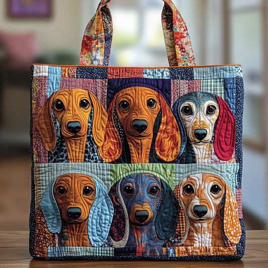 Whimsical Dachshund Quilted Tote Bag GFTOQA1182