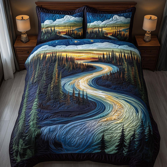 River Glow 3-Piece Quilted Bedding Set GFTOQA1214