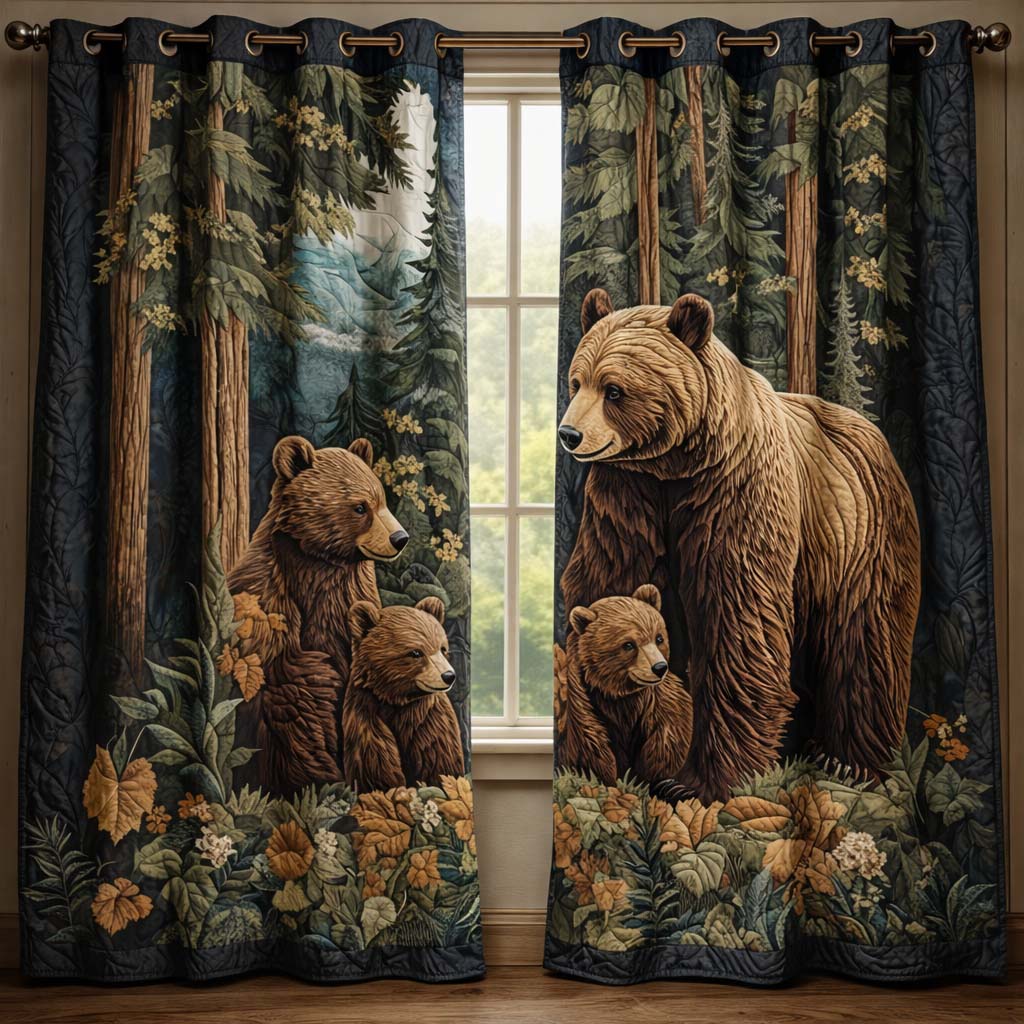Bear Family Quilted Curtains GFTOQA1225