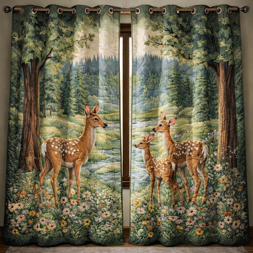 Deer Family Quilted Curtains GFTOQA1238