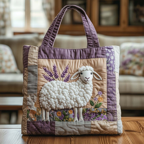 Lavender Sheep Quilted Tote Bag GFTOQA1282