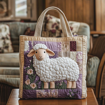Lavender Sheep Quilted Tote Bag GFTOQA1283