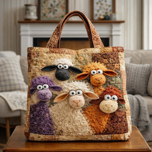 Vintage Sheep Quilted Tote Bag GFTOQA1286