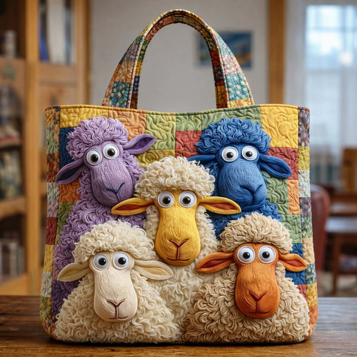 Whimsical Sheep Quilted Tote Bag GFTOQA1288
