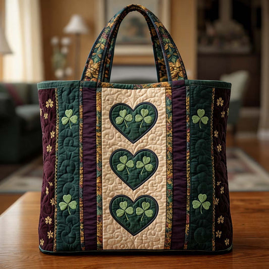 Festive Shamrock Quilted Tote Bag GFTOQA1291