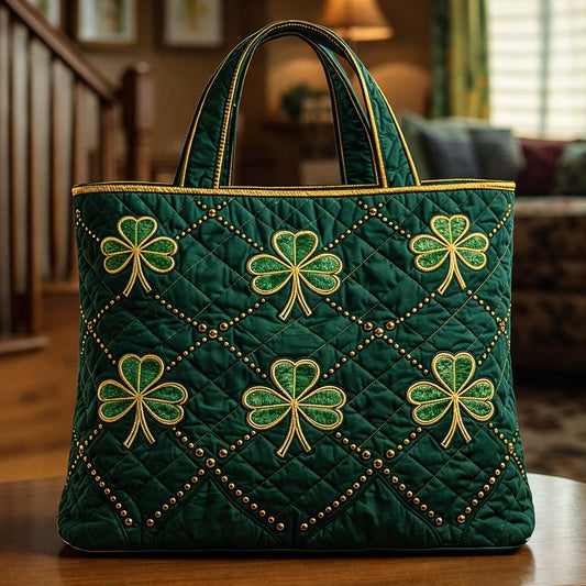 Festive Shamrock Quilted Tote Bag GFTOQA1292