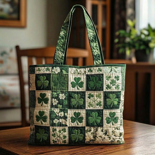 Festive Shamrock Quilted Tote Bag GFTOQA1293