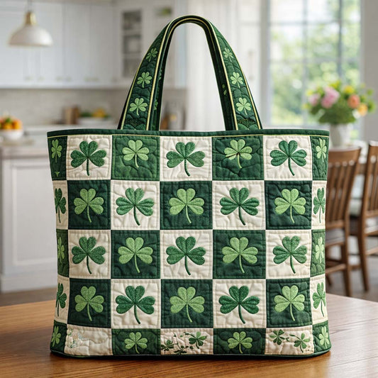 Festive Shamrock Quilted Tote Bag GFTOQA1294