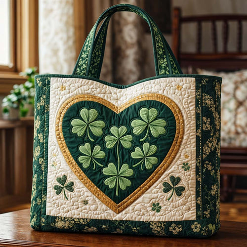 Festive Shamrock Quilted Tote Bag GFTOQA1297