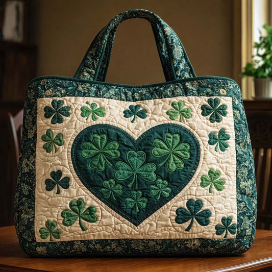 Festive Shamrock Quilted Tote Bag GFTOQA1298