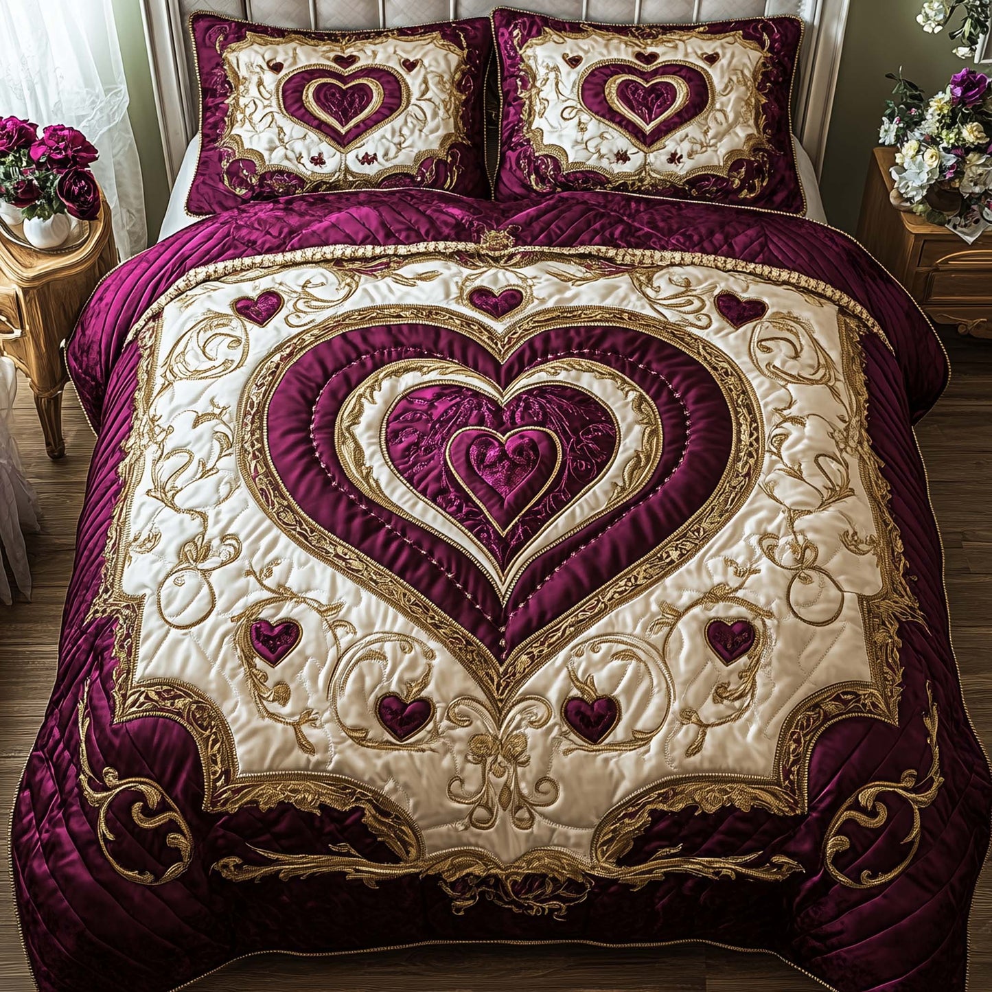 Vintage Medallion 3-Piece Quilted Bedding Set GFTOQA1334