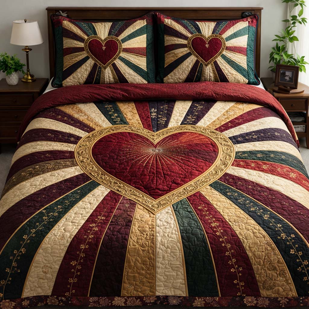 Royal Love 3-Piece Quilted Bedding Set GFTOQA1339