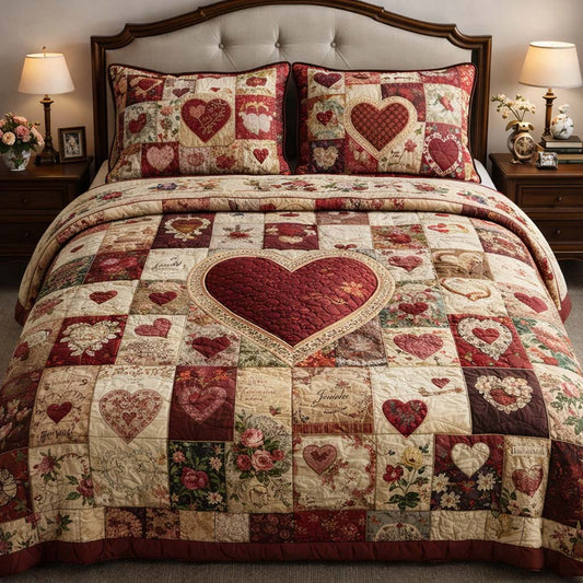 Vintage Love 3-Piece Quilted Bedding Set GFTOQA1340