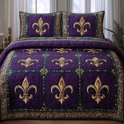 Mardi Gras Fleur 3-Piece Quilted Bedding Set GFTOQA1347