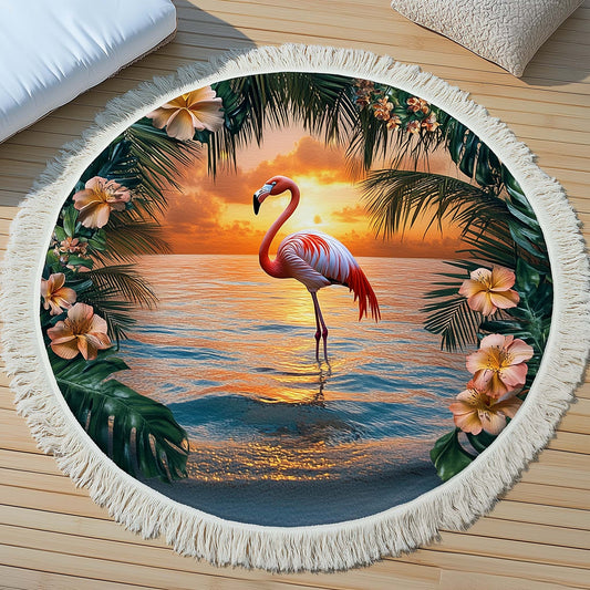 Sunset Flamingo Round Beach Towel GFTOQA1373