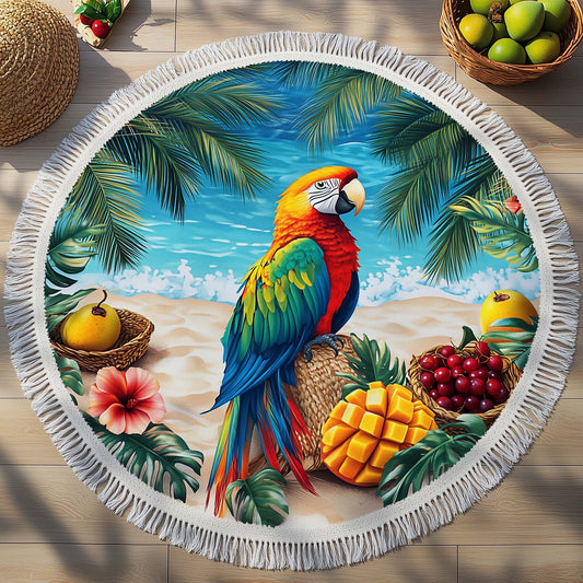 Tropical Parrot Round Beach Towel GFTOQA1374