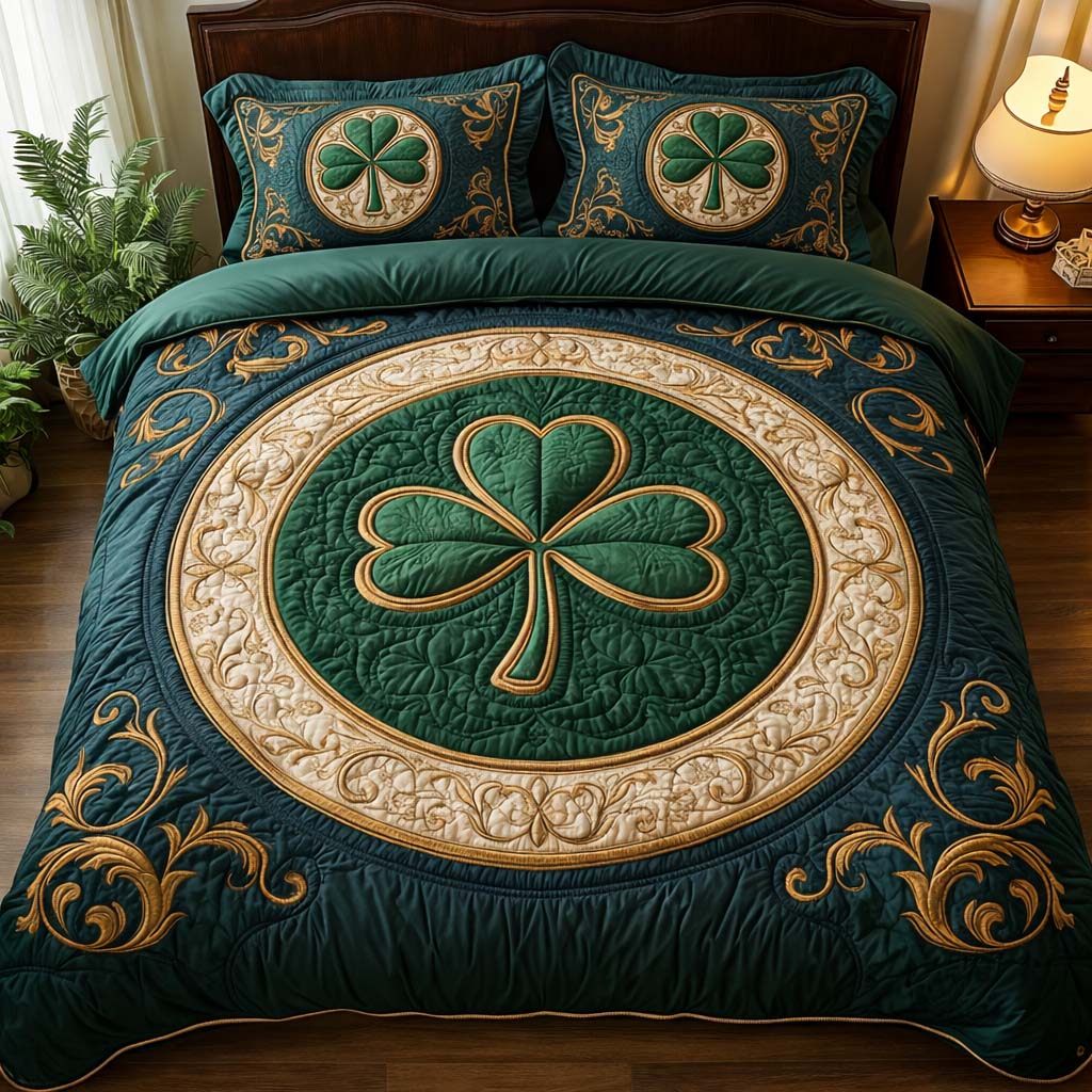 Festive Shamrock 3-Piece Quilted Bedding Set GFTOQA1377