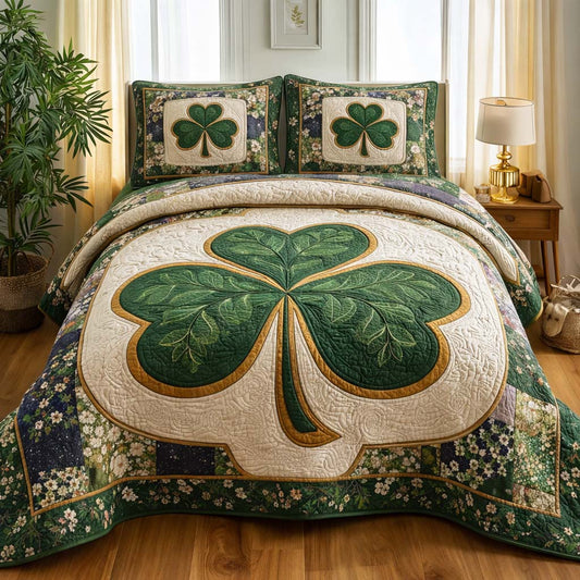 Festive Shamrock 3-Piece Quilted Bedding Set GFTOQA1378