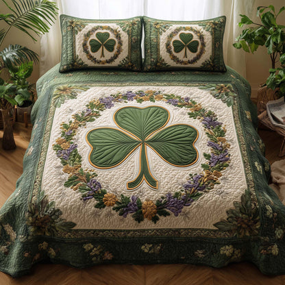 Festive Shamrock 3-Piece Quilted Bedding Set GFTOQA1379