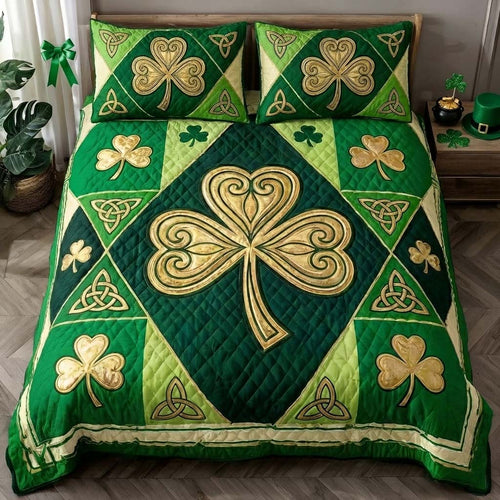 Festive Shamrock 3-Piece Quilted Bedding Set GFTOQA1380