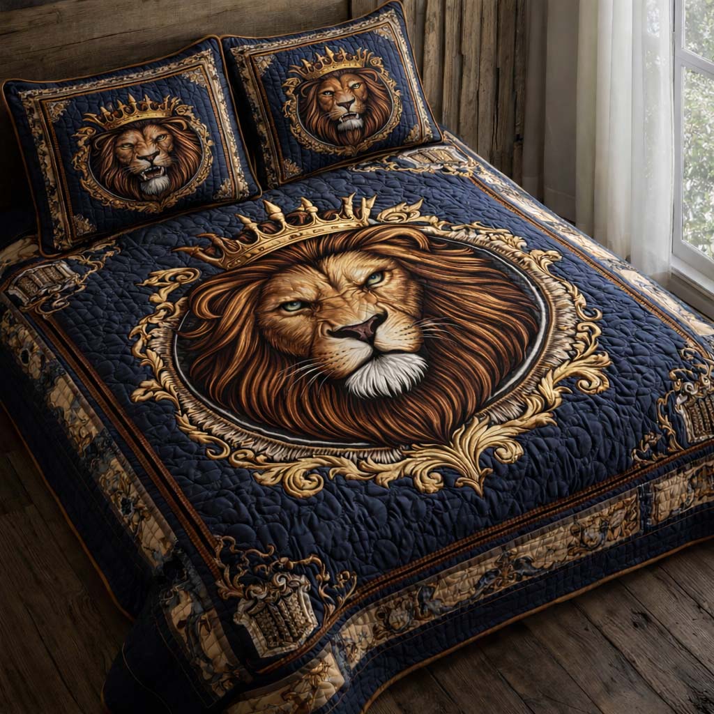 Majestic Lion 3-Piece Quilted Bedding Set GFTOQA1396