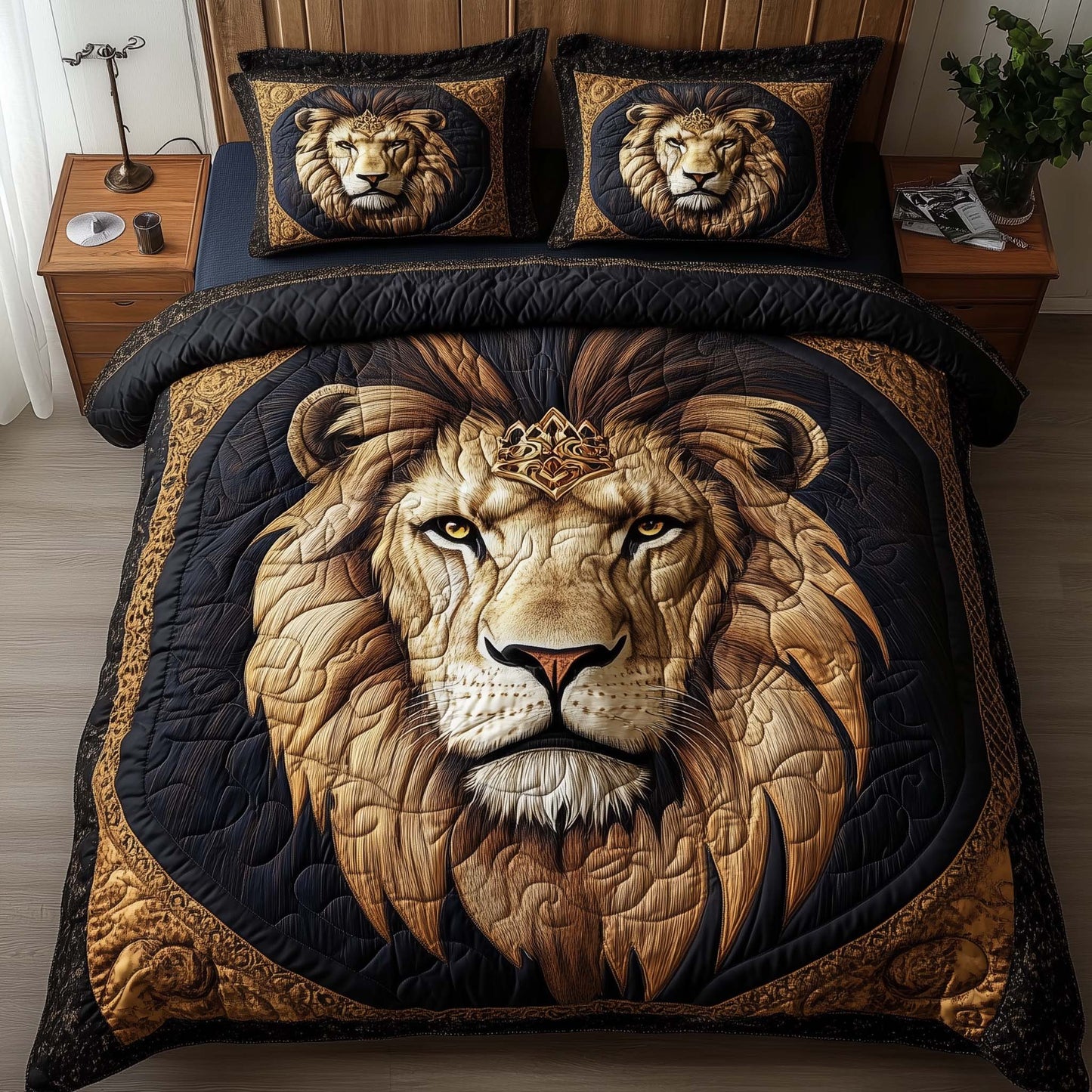Majestic Lion 3-Piece Quilted Bedding Set GFTOQA1397