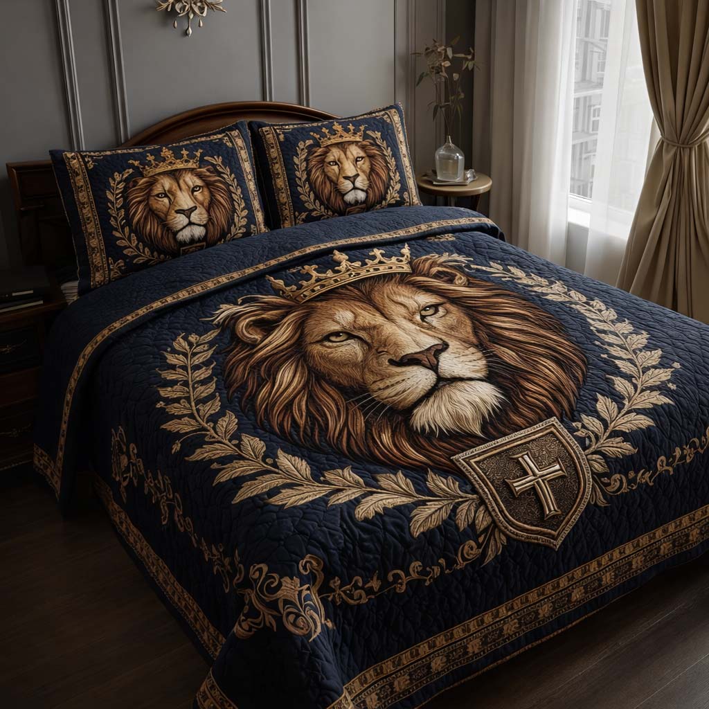 Majestic Lion 3-Piece Quilted Bedding Set GFTOQA1398