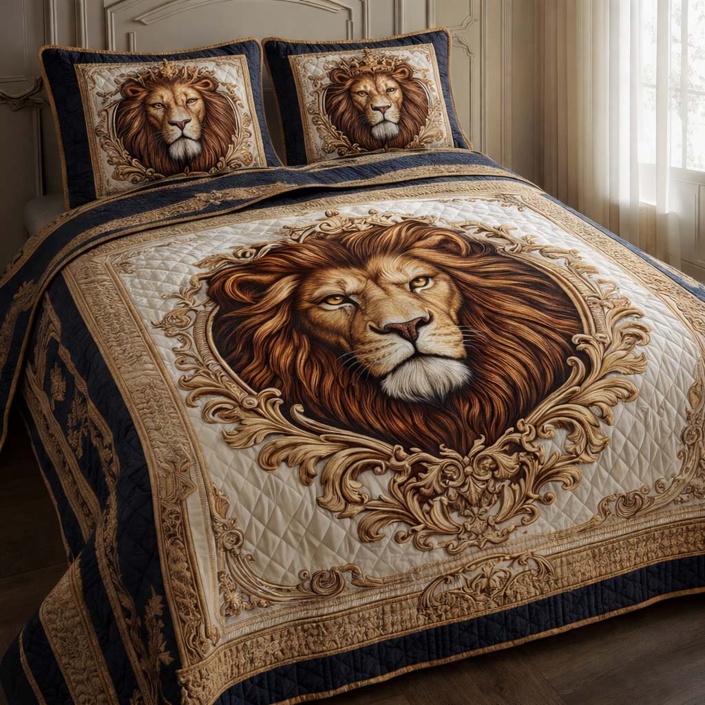 Majestic Lion 3-Piece Quilted Bedding Set GFTOQA1399
