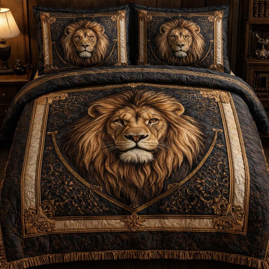 Majestic Lion 3-Piece Quilted Bedding Set GFTOQA1403