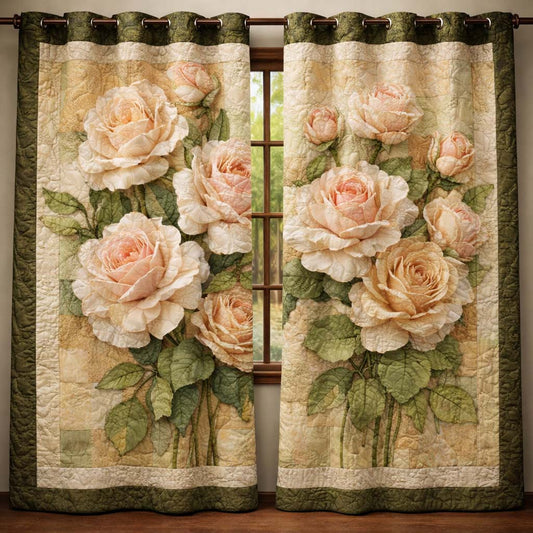 Vintage Rose Quilted Curtains GFTOQA1441