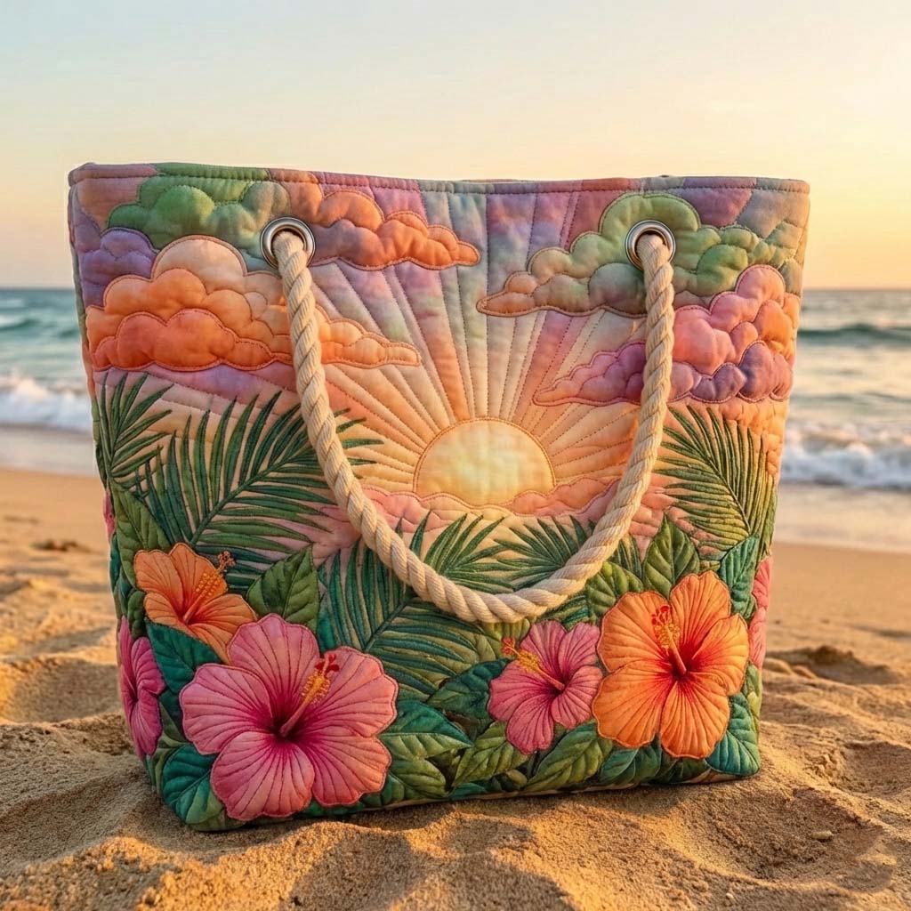 Tropical Sunrise Quilted Beach Bag GFTOQA1497