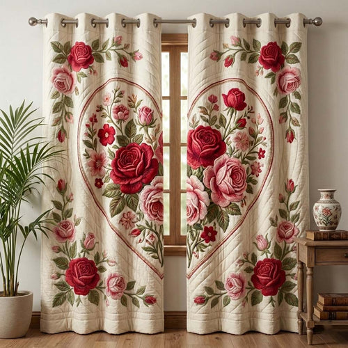 Floral Heart Quilted Curtains GFTOQA1655