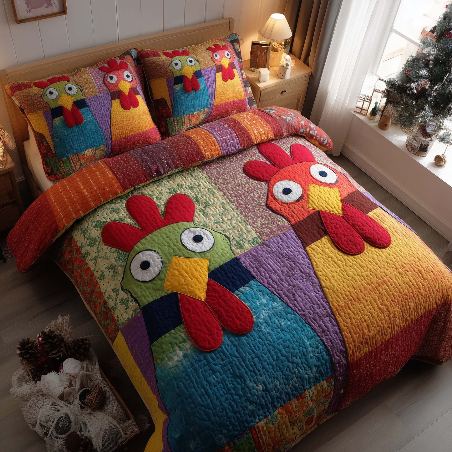 Whimsical Chicken Duvet Cover Set GFTOQA175