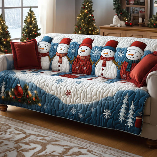 Snowman Family Quilted Sofa Cover GFTOQA219