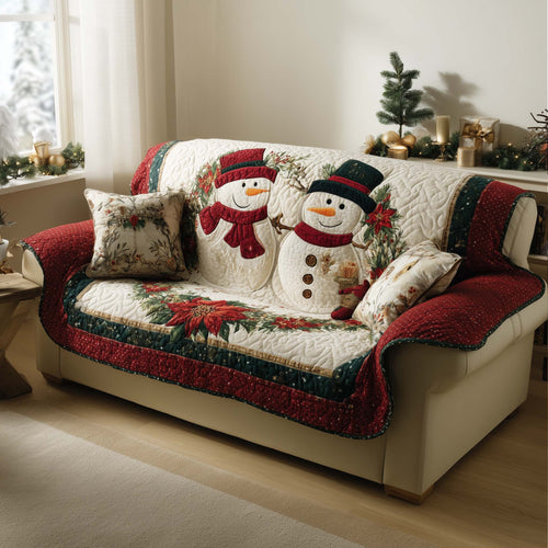 Festive Classic Snowman Quilted Sofa Cover GFTOQA221