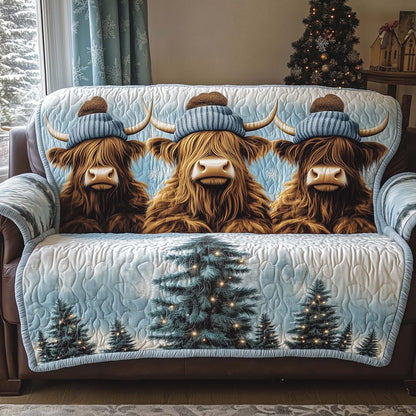 Highland Cow Quilted Sofa Cover GFTOQA335