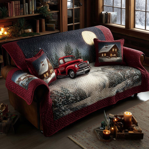 Christmas Truck Quilted Sofa Cover GFTOQA338