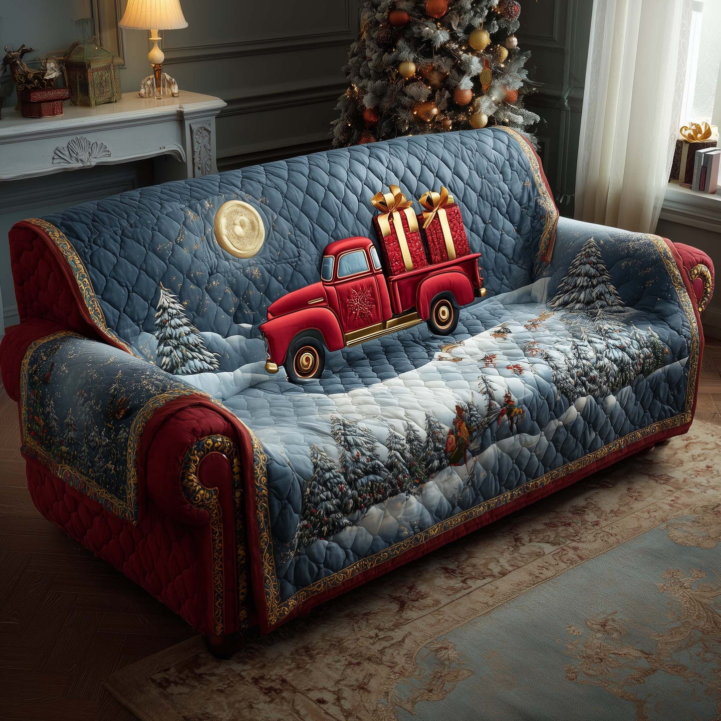 Christmas Truck Quilted Sofa Cover GFTOQA339
