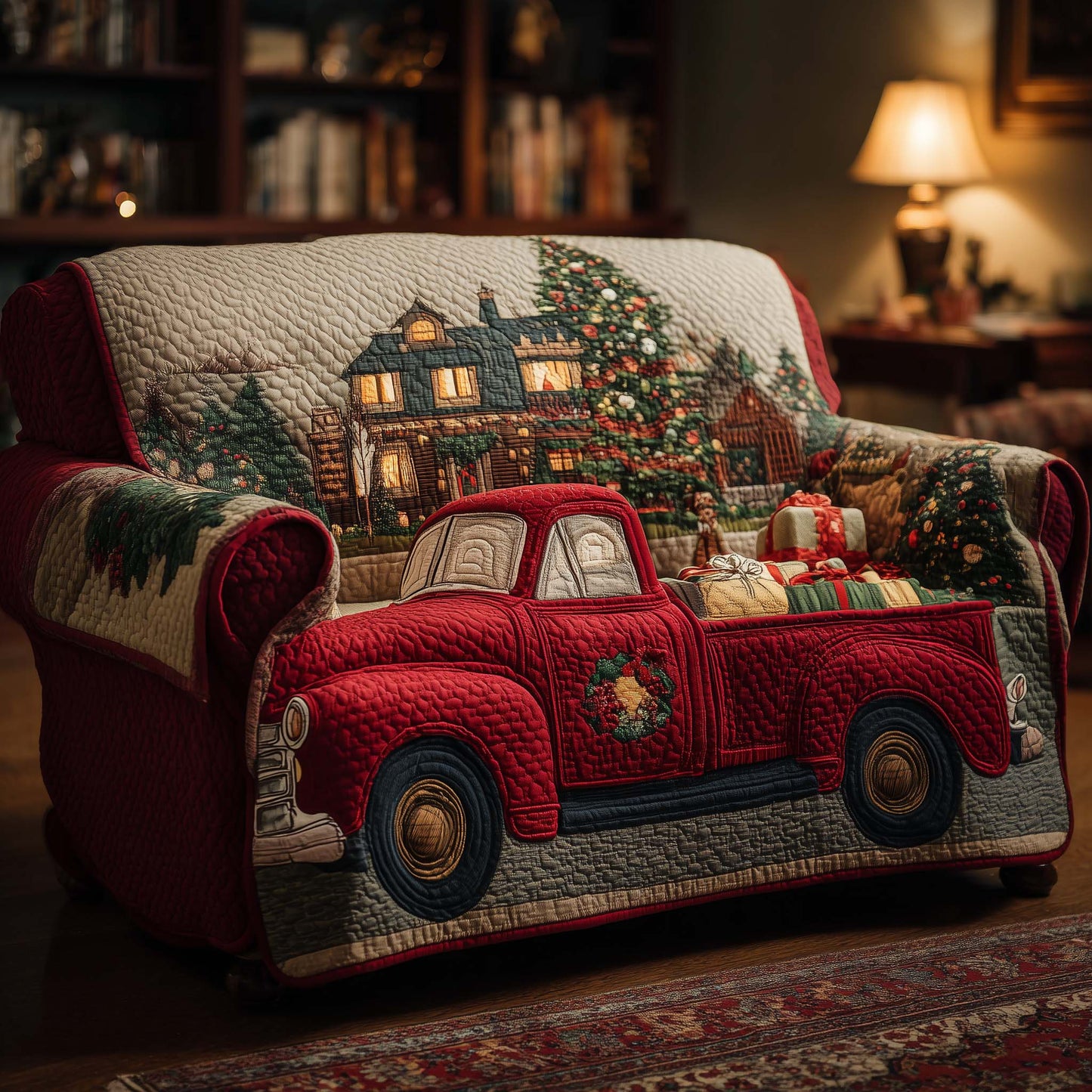 Christmas Truck Quilted Sofa Cover GFTOQA341