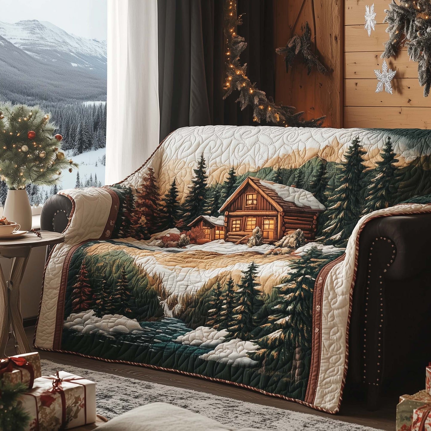 Winter Cabin Quilted Sofa Cover GFTOQA346